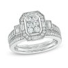 Thumbnail Image 0 of 3/4 CT. T.W. Composite Diamond Elongated Octagonal Frame Vintage-Style Bridal Set in 10K White Gold