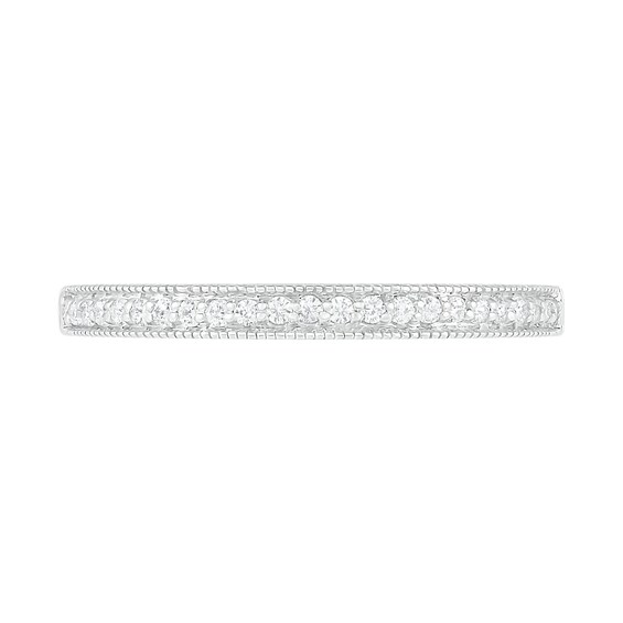 3/4 CT. T.W. Composite Diamond Elongated Octagonal Frame Vintage-Style Bridal Set in 10K White Gold 3/4 CT. T.W. Composite Diamond Elongated Octagonal Frame Vintage-Style Bridal Set in 10K White Gold