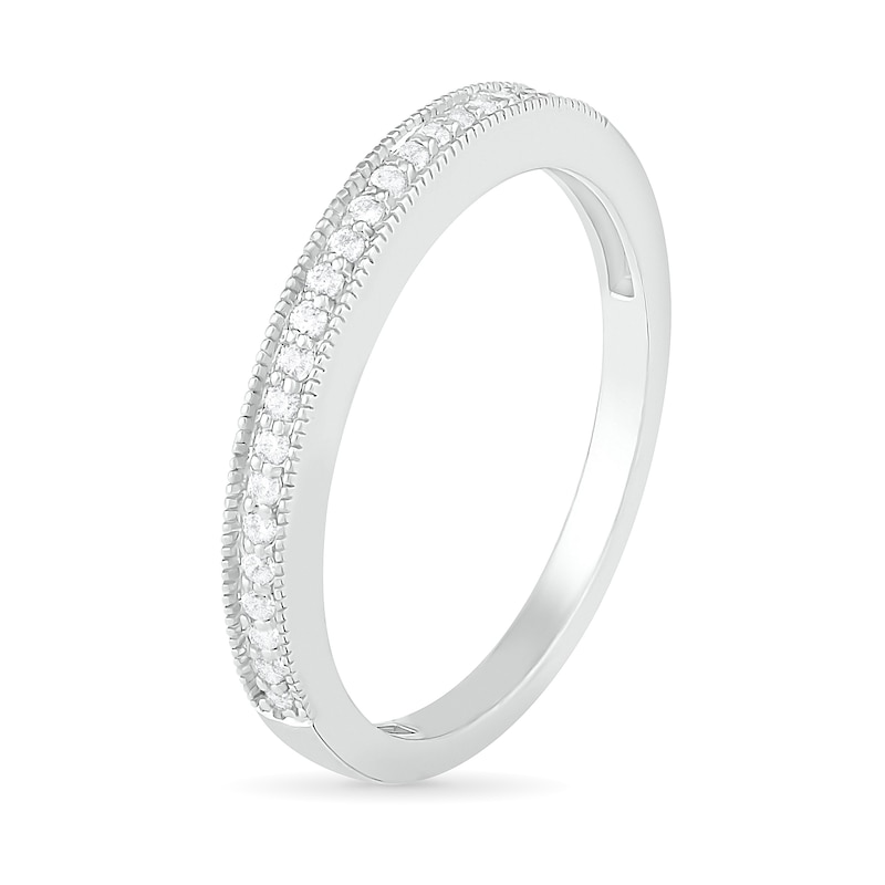 3/4 CT. T.W. Composite Diamond Elongated Octagonal Frame Vintage-Style Bridal Set in 10K White Gold