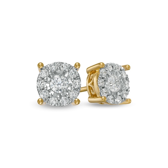 1/2 CT. T.w. Diamond Frame Stud Earrings in 10K Gold