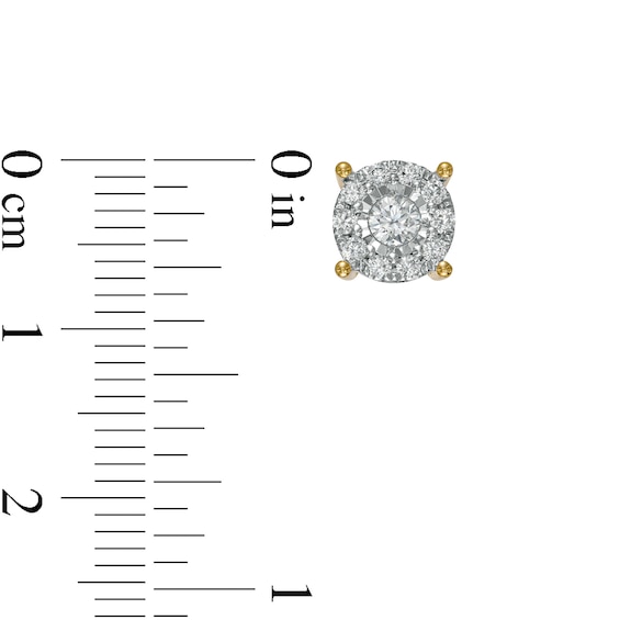 1/2 CT. T.w. Diamond Frame Stud Earrings in 10K Gold