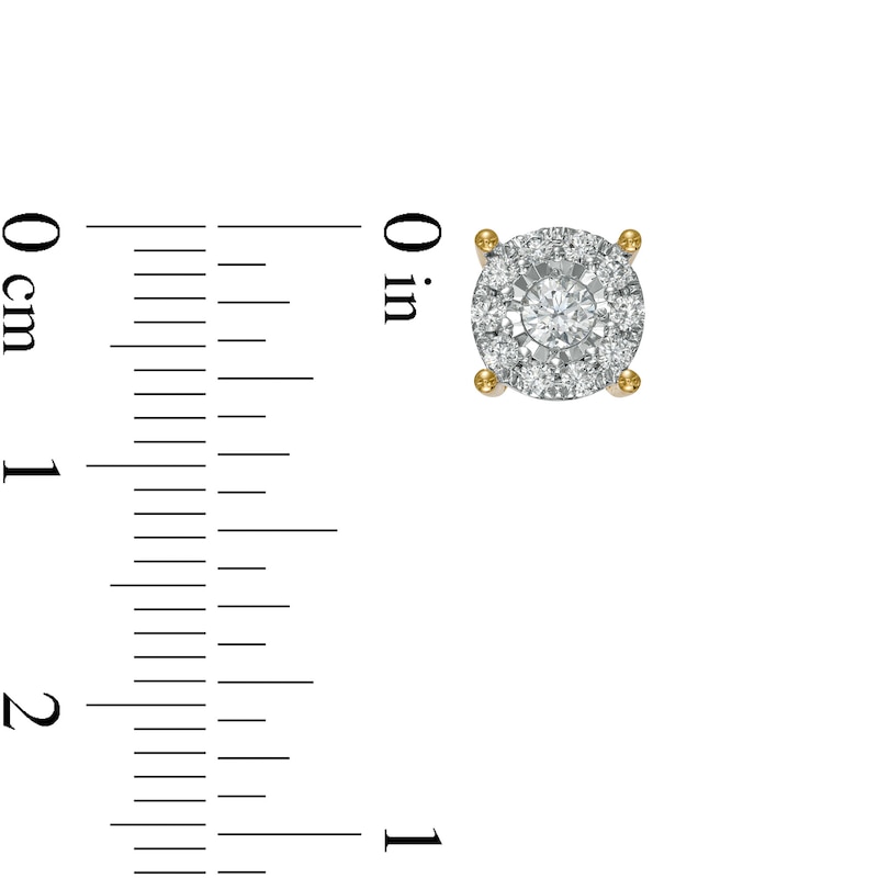 Main Image 3 of 1/2 CT. T.W. Diamond Frame Stud Earrings in 10K Gold