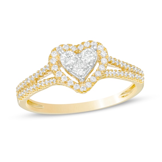 1/2 CT. T.w. Composite Diamond Heart Frame Ring in 10K Gold
