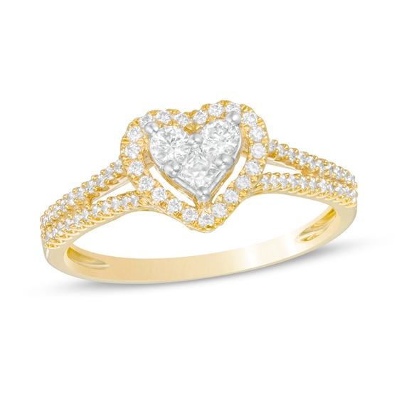 1/2 CT. T.W. Composite Diamond Heart Frame Ring in 10K Gold | Zales