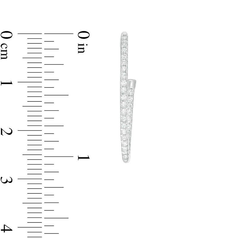 Main Image 3 of 1/2 CT. T.W. Diamond Inside-Out Open Oval Hoop Earrings in 10K White Gold