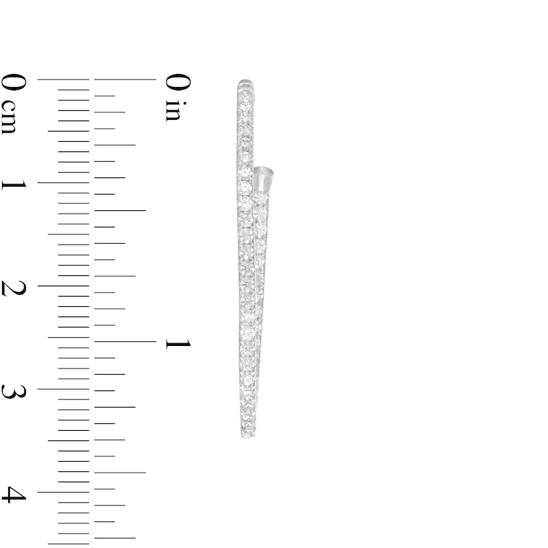 Main Image 3 of 1 CT. T.W. Diamond Inside-Out Open Oval Hoop Earrings in 10K White Gold