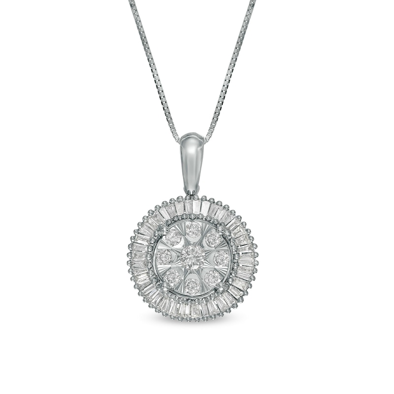 Main Image 1 of 1/2 CT. T.W. Multi-Diamond Frame Pendant in 10K White Gold