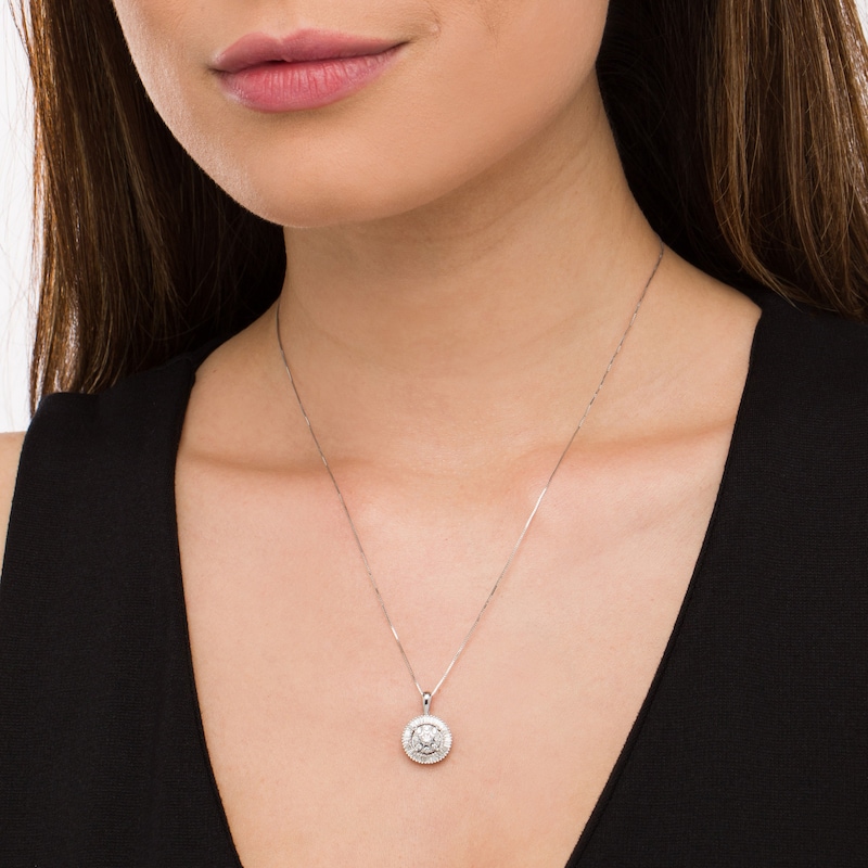 Main Image 2 of 1/2 CT. T.W. Multi-Diamond Frame Pendant in 10K White Gold