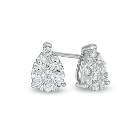 1/2 CT. T.w. Composite Pear-Shaped Diamond Stud Earrings in 10K White Gold