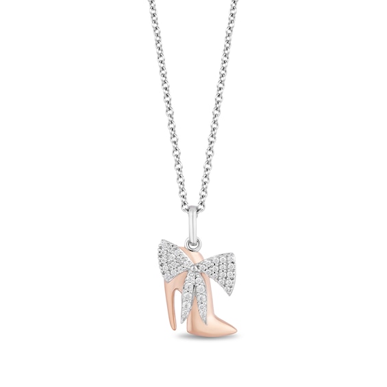 Enchanted Disney Villains Cruella De Vil 1/6 CT. T.w. Diamond Shoe Pendant in Sterling Silver and 10K Rose Gold - 19"