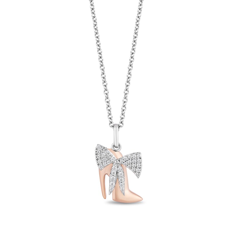 Main Image 1 of Enchanted Disney Villains Cruella De Vil 1/6 CT. T.W. Diamond Shoe Pendant in Sterling Silver and 10K Rose Gold - 19"