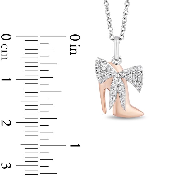 Enchanted Disney Villains Cruella De Vil 1/6 CT. T.w. Diamond Shoe Pendant in Sterling Silver and 10K Rose Gold - 19"