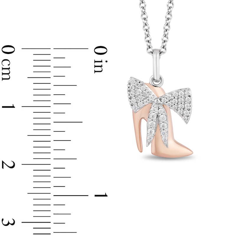 Main Image 3 of Enchanted Disney Villains Cruella De Vil 1/6 CT. T.W. Diamond Shoe Pendant in Sterling Silver and 10K Rose Gold - 19"