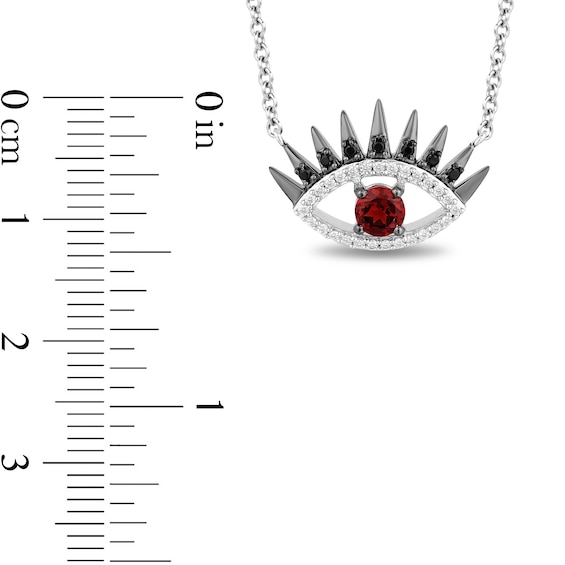 Enchanted Disney Villains Cruella De Vil Garnet and 1/6 CT. T.w. Diamond Evil Eye Necklace in Sterling Silver