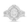 1 CT. T.W. Composite Oval Diamond Split Shank Vintage-Style Bridal Set in 10K White Gold