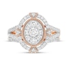 1 CT. T.W. Composite Oval Diamond Split Shank Vintage-Style Bridal Set in 10K Rose Gold
