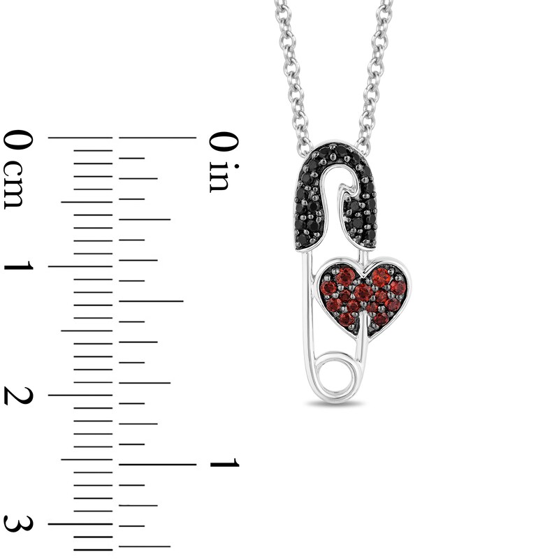 Main Image 3 of Enchanted Disney Villains Cruella De Vil Garnet and 1/8 CT. T.W. Diamond Safety Pin Pendant in Sterling Silver - 19"