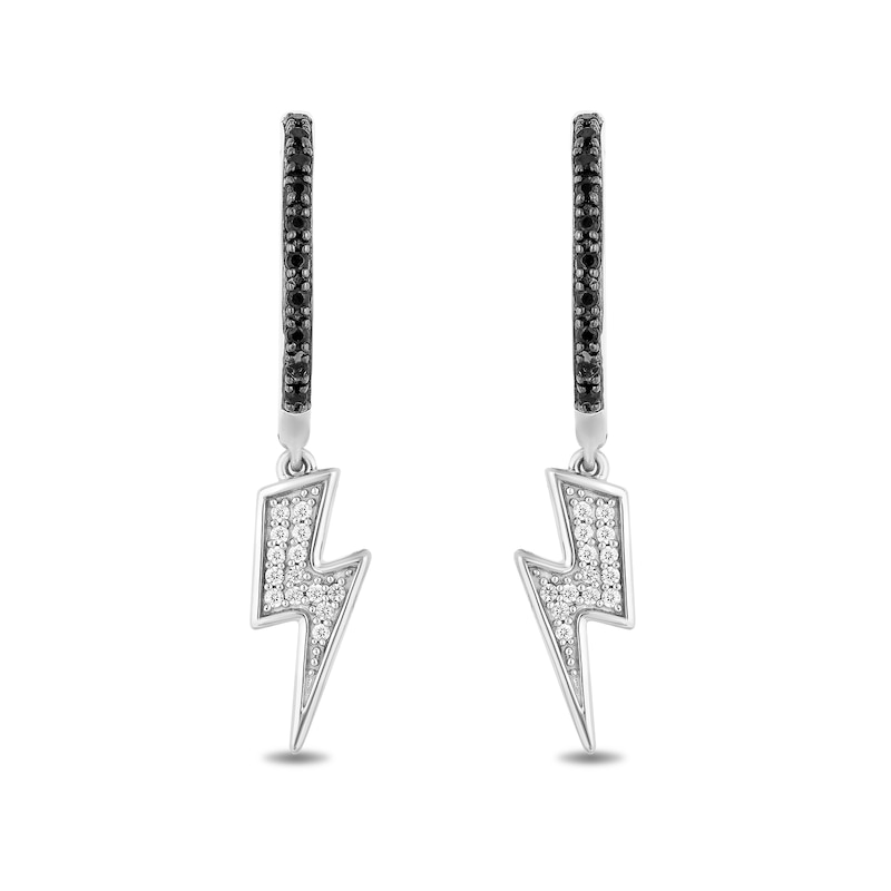 Main Image 1 of Enchanted Disney Villains Cruella De Vil 1/4 CT. T.W. Diamond Lighting Bolt Drop Earrings in Sterling Silver