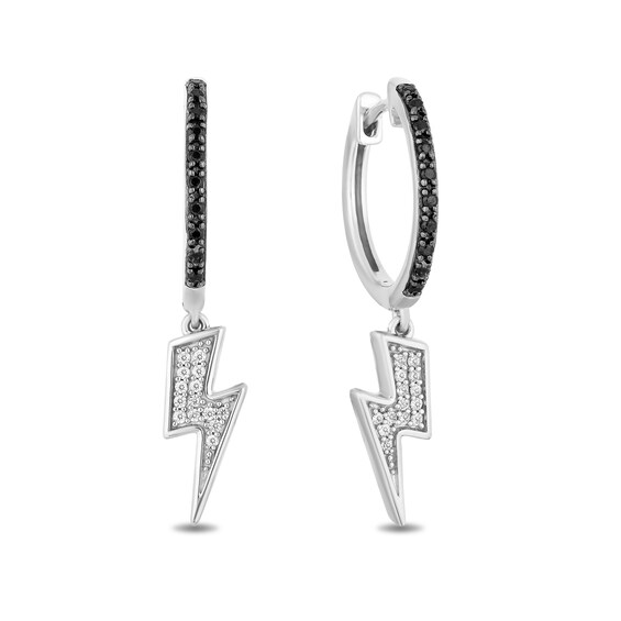 Enchanted Disney Villains Cruella De Vil 1/4 CT. T.w. Diamond Lighting Bolt Drop Earrings in Sterling Silver