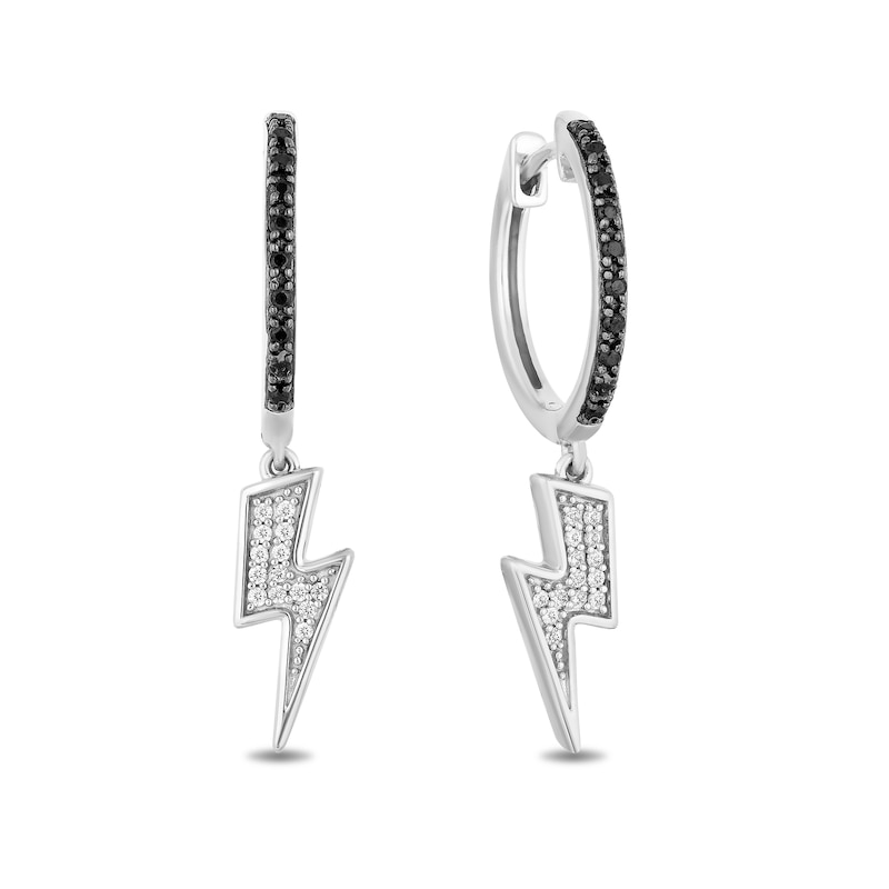 Main Image 2 of Enchanted Disney Villains Cruella De Vil 1/4 CT. T.W. Diamond Lighting Bolt Drop Earrings in Sterling Silver