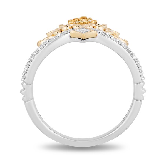 Enchanted Disney Majestic Princess 1/6 CT. T.w. Diamond Castle Ring in Sterling Silver and 10K Gold - Size 7