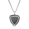 Thumbnail Image 1 of Men's Filigree Border Shield Pendant in Stainless Steel and Black Ion-Plate - 24"