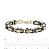 Thumbnail Image 4 of 8.0mm Byzantine Chain Bracelet in Solid Stainless Steel  with Black and Yellow Ion-Plate - 9"