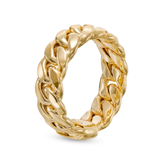 7.0mm Curb Chain Link Ring in 10K Gold - Size 7