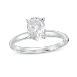 1 CT. T.W. Certified Oval Diamond Solitaire Engagement Ring in 14K White Gold (I/I2)