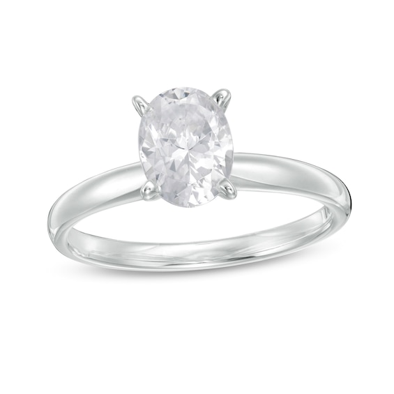 1 CT. T.w. Certified Oval Diamond Solitaire Engagement Ring in 14K White Gold (I/I2)