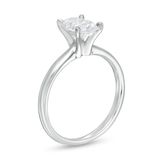 1 CT. T.w. Certified Oval Diamond Solitaire Engagement Ring in 14K White Gold (I/I2)