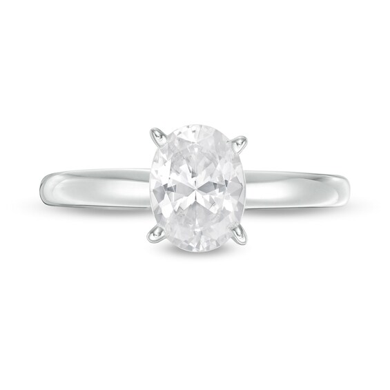 1 CT. T.w. Certified Oval Diamond Solitaire Engagement Ring in 14K White Gold (I/I2)