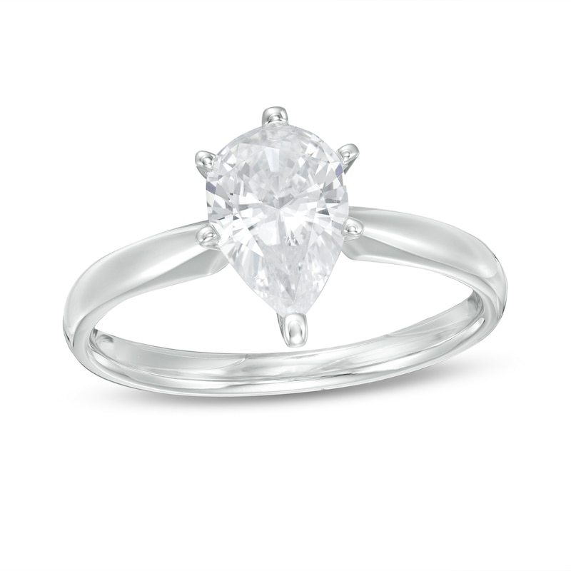 Main Image 1 of 1 CT. T.W. Certified Pear-Shaped Diamond Solitaire Engagement Ring in 14K White Gold (I/I2)