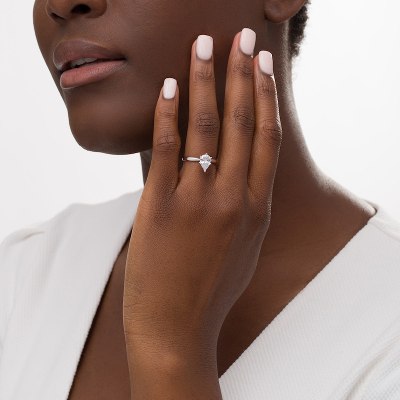 Main Image 2 of 1 CT. T.W. Certified Pear-Shaped Diamond Solitaire Engagement Ring in 14K White Gold (I/I2)