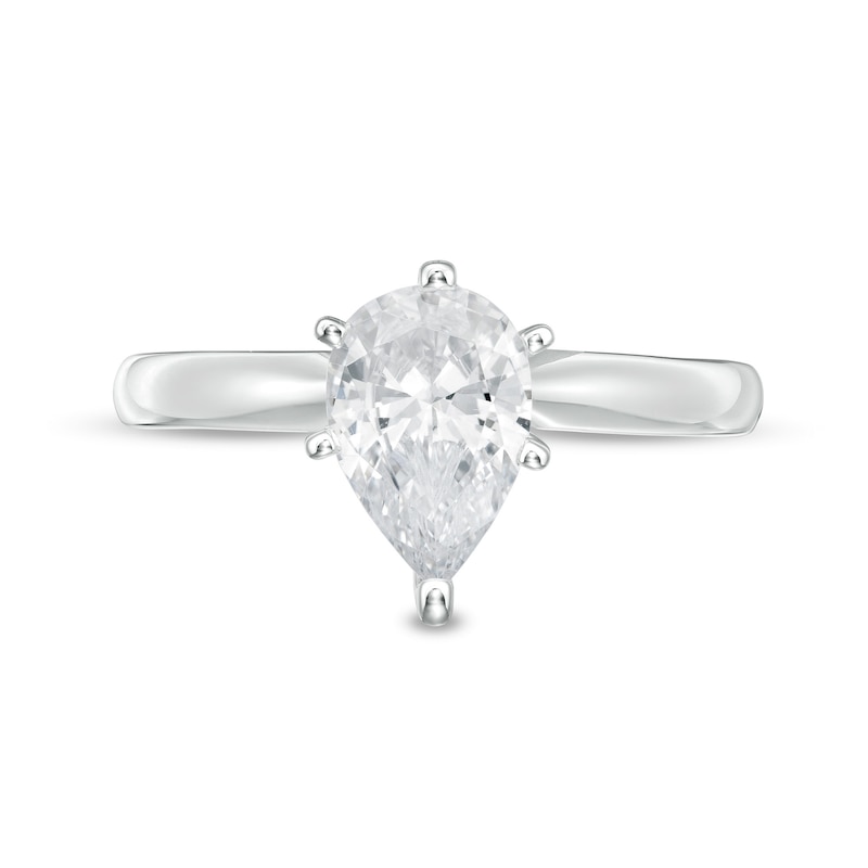 Main Image 4 of 1 CT. T.W. Certified Pear-Shaped Diamond Solitaire Engagement Ring in 14K White Gold (I/I2)