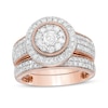 1-1/3 CT. T.W. Diamond Double Frame Vintage-Style Multi-Row Bridal Set in 10K Rose Gold