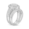Thumbnail Image 3 of 1-1/3 CT. T.W. Composite Oval Diamond Frame Vintage-Style Multi-Row Bridal Set in 10K White Gold