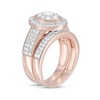 Thumbnail Image 3 of 1-1/3 CT. T.W. Composite Oval Diamond Frame Vintage-Style Multi-Row Bridal Set in 10K Rose Gold