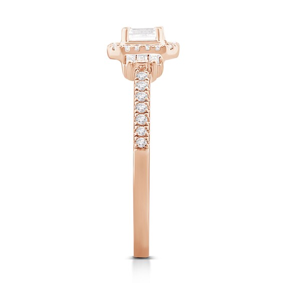 1/2 CT. T.W. Emerald-Cut Diamond Frame with Collar Engagement Ring in 14K Rose Gold 1/2 CT. T.W. Emerald-Cut Diamond Frame with Collar Engagement Ring in 14K Rose Gold