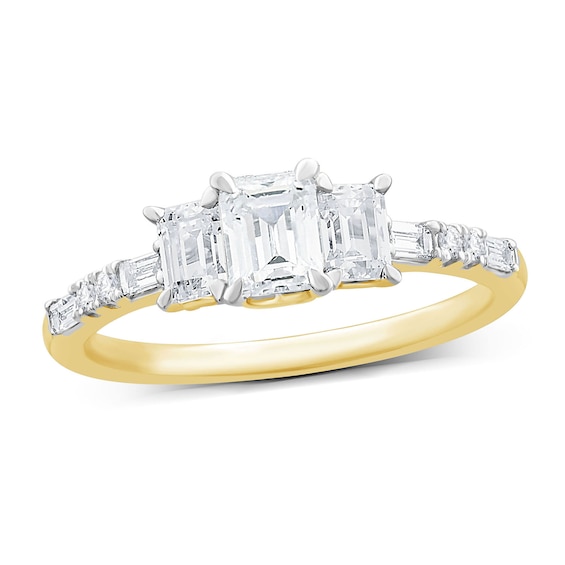 1 CT. T.w. Emerald-Cut Diamond Three Stone Engagement Ring in 14K Gold