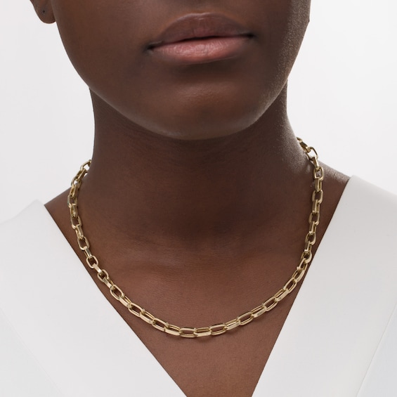Paper Clip Oval Link Necklace in 10K Gold