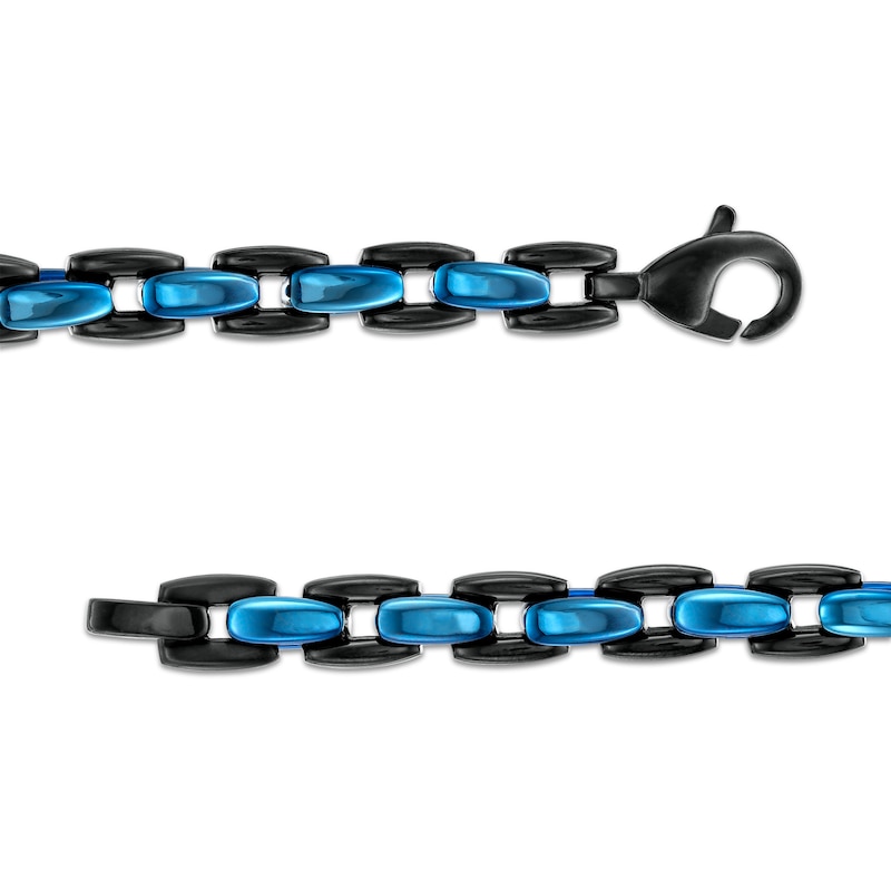 Main Image 3 of Men's 6.0mm Link Chain Necklace in Solid Stainless Steel  with Black and Blue Ion-Plate - 24"