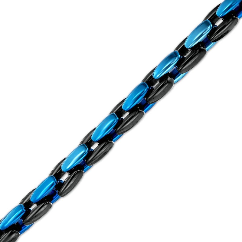 Main Image 1 of 6.0mm Link Chain Bracelet in Solid Stainless Steel  with Black and Blue Ion-Plate - 9"