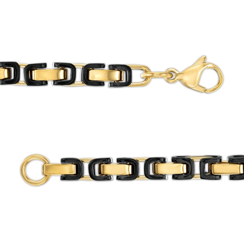 Main Image 3 of Men's 5.0mm Byzantine Chain Necklace in Solid Stainless Steel  with Black and Yellow Ion-Plate - 24"
