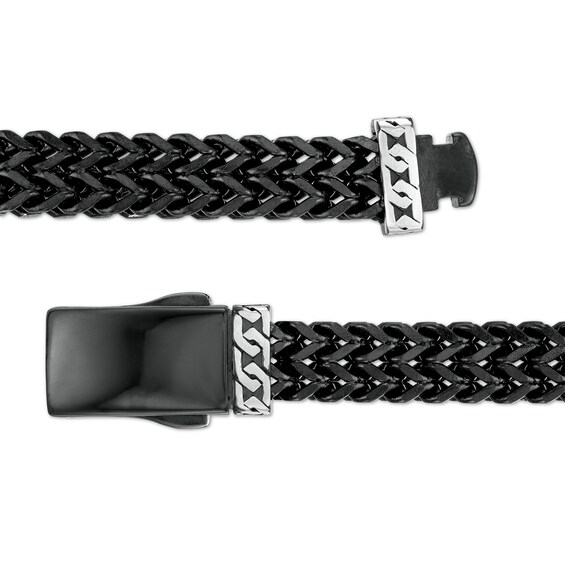 8.25mm Double Row Franco Snake Chain Bracelet in Solid Stainless Steel with Black Ion-Plate - 8.5"