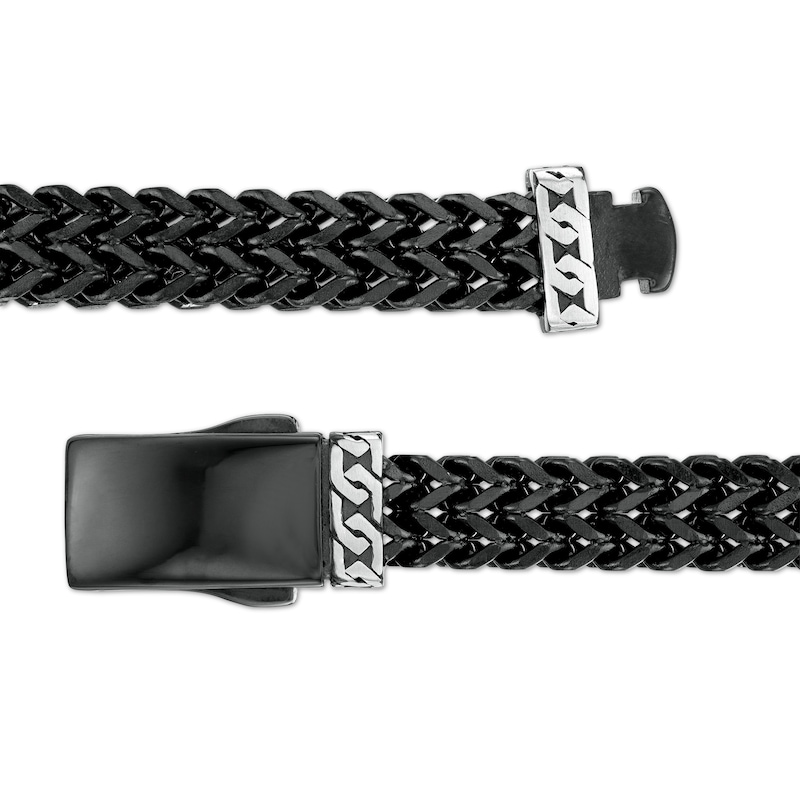 Men's 8.25mm Double Row Solid Franco Snake Chain Bracelet in Stainless Steel with Black Ion-Plate - 8.5"