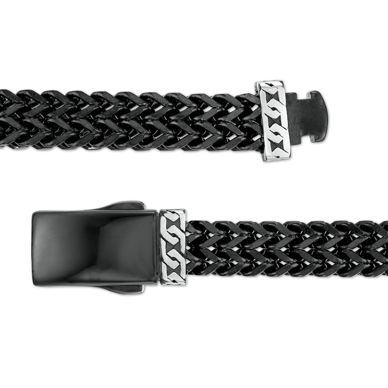 Men's 8.25mm Double Row Franco Snake Chain Bracelet in Solid Stainless Steel  with Black Ion-Plate - 8.5"