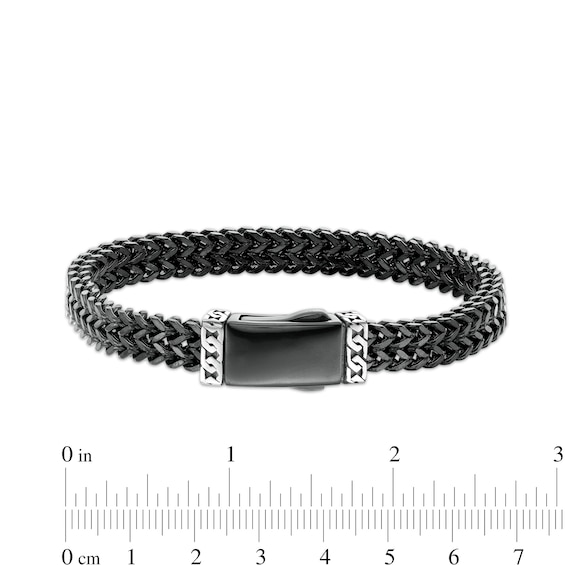 8.25mm Double Row Franco Snake Chain Bracelet in Solid Stainless Steel with Black Ion-Plate - 8.5"