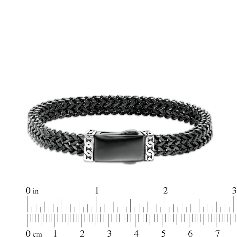 Men's 8.25mm Double Row Franco Snake Chain Bracelet in Solid Stainless Steel  with Black Ion-Plate - 8.5"