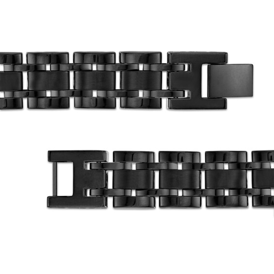 1/10 CT. T.w. Black Enhanced Diamond Triple Row ID Bracelet in Stainless Steel with Black Ion-Plate - 8.5"